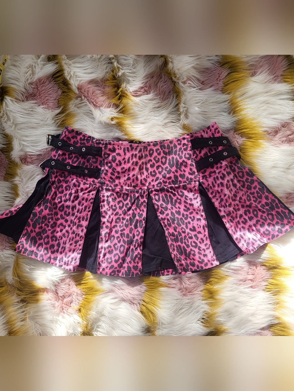 Lip service y2k vintage Pink Leopard Print Pleated Mini Skirt